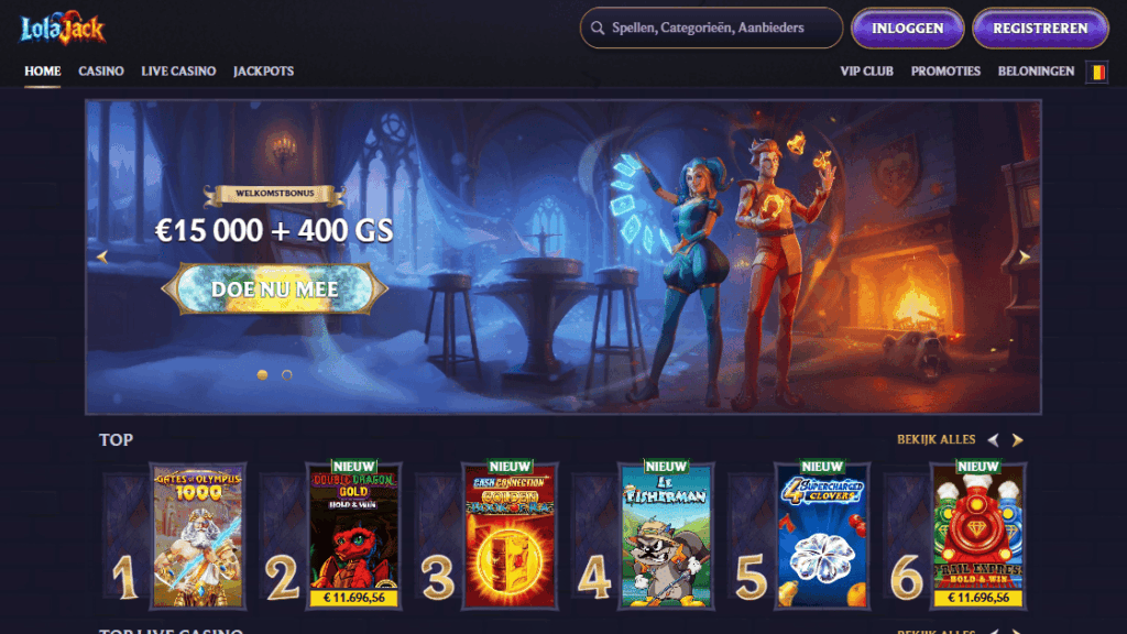 screenshot van lolajack online casino zonder cruks